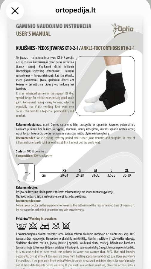 Įtvaras kulkšnies-pėdos - nuotraukos Nr. 6