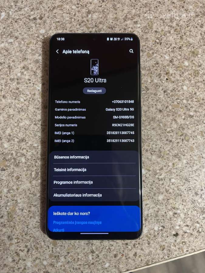 Samsung s20 ultra 12/128gb dedasi 2sim - nuotraukos Nr. 2