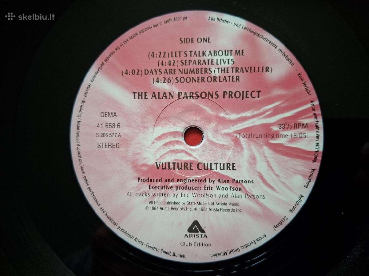 The Alan Parsons Project 1985 "Vulture Culture" - nuotraukos Nr. 5