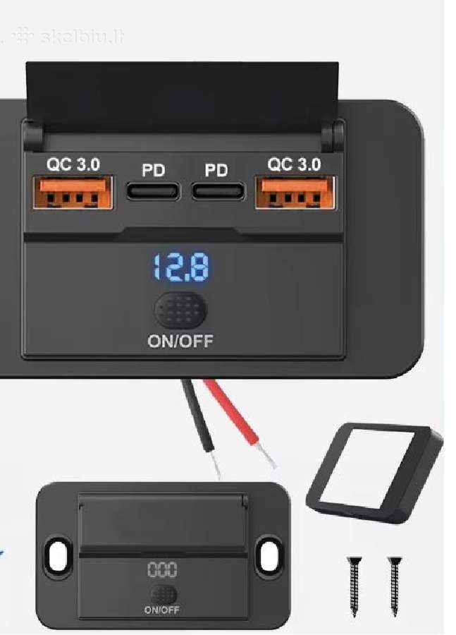 12v-24v Usb lizdas su jungikliu (Pd, Qc3.0) - nuotraukos Nr. 2