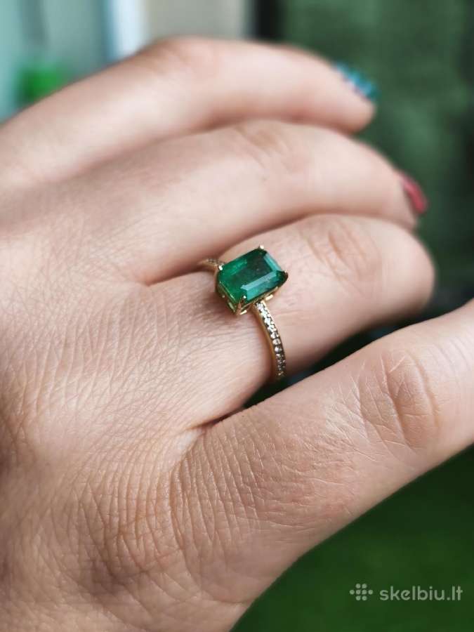 Auksinis žiedas su 1.68ct Natūraliu Smaragdu - nuotraukos Nr. 2