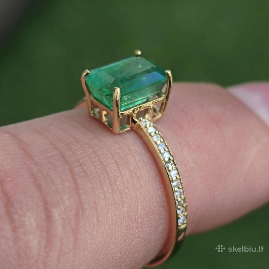 Auksinis žiedas su 1.68ct Natūraliu Smaragdu - nuotraukos Nr. 3