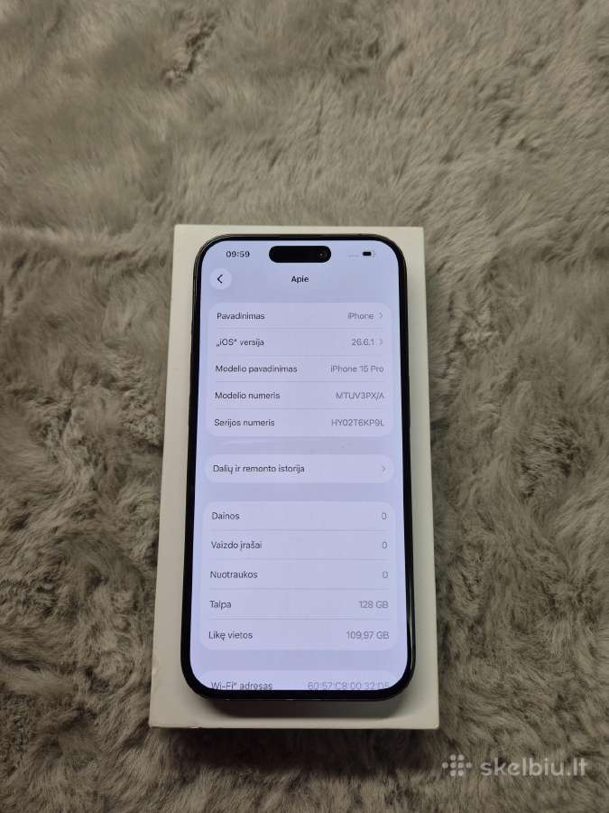 iPhone 15 Pro 128gb 94% - nuotraukos Nr. 6