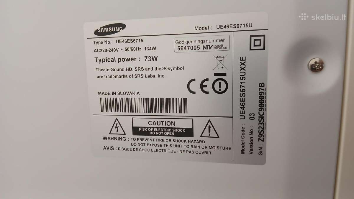 Samsung Ue46es6715u 46 (117 cm) televizorius Smart - nuotraukos Nr. 4