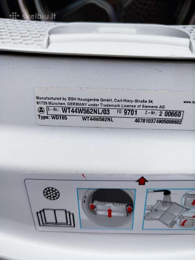 Siemens Wt44w562nl Iq700 džiovyklė A++ - nuotraukos Nr. 4