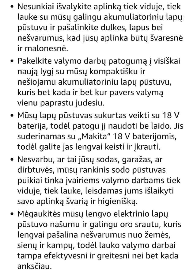 Akumuliatorinis lapų pustuvas Mawiron - nuotraukos Nr. 4