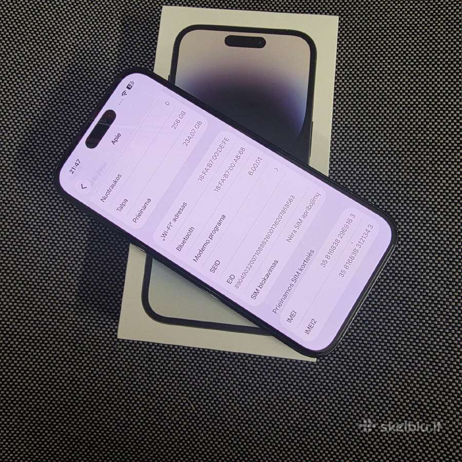 Parduodu Apple 14pro 256gb - nuotraukos Nr. 3