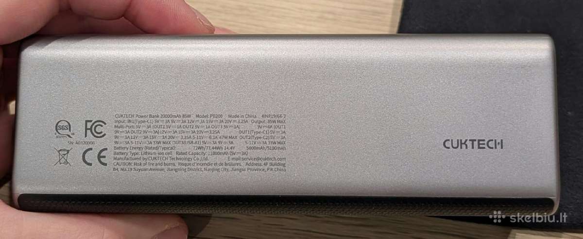 Cuktech 15 Pb200 20 000 mah, 85 W power bank - nuotraukos Nr. 4