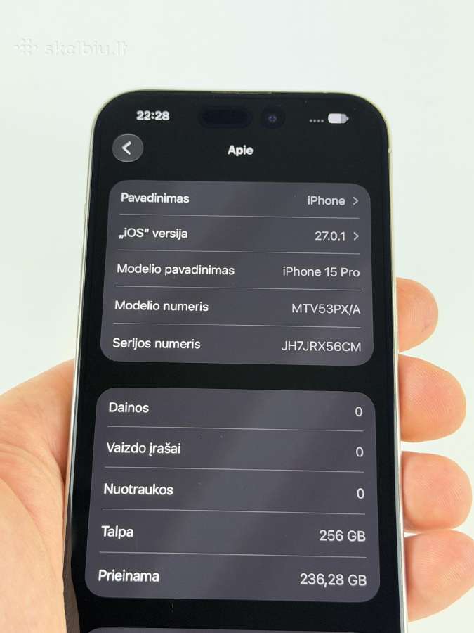iPhone 15 Pro 256 Natural Titanium 10/10 - nuotraukos Nr. 12