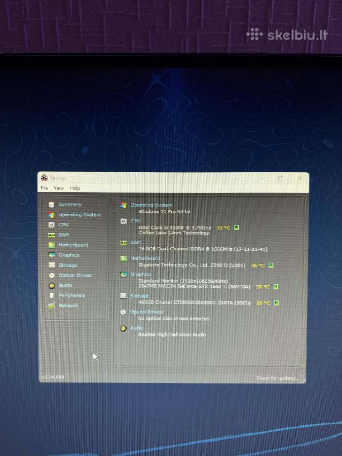 I5 9600k Gtx1660ti 16gb 3733mhz 500gb SSD - nuotraukos Nr. 4