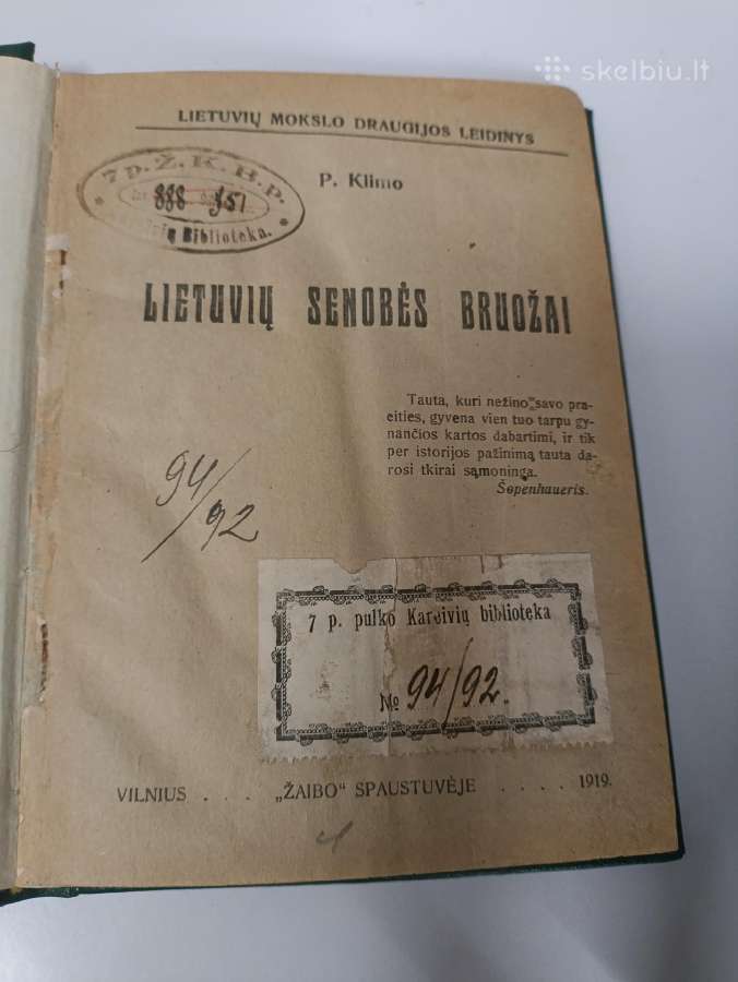 P.klimo Lietuvių senobės bruožai 1919 - nuotraukos Nr. 5