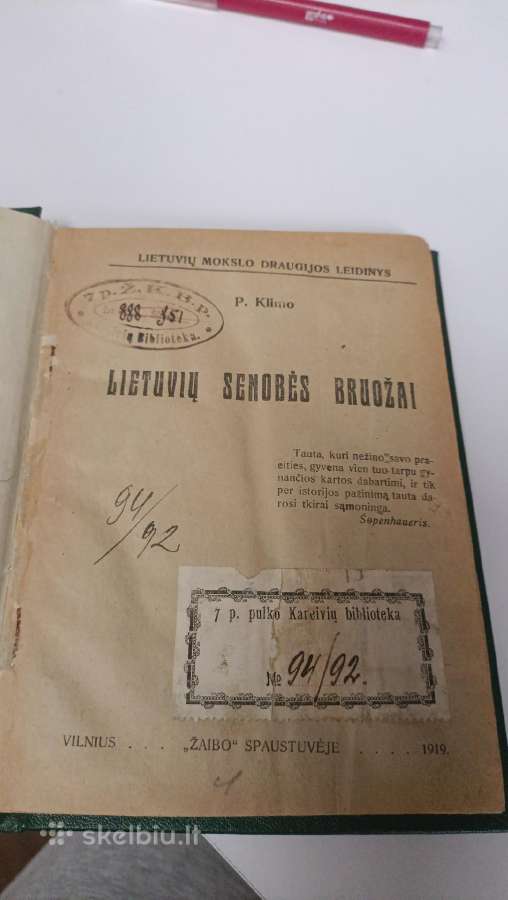 P.klimo Lietuvių senobės bruožai 1919 - nuotraukos Nr. 6