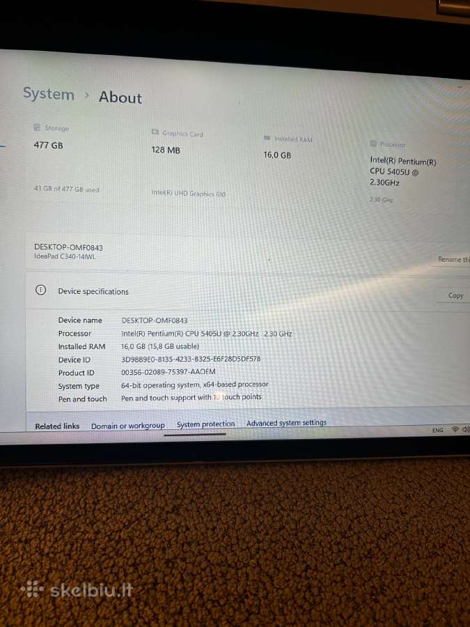 Parduodamas Lenovo Ideapad C340-14iwl - nuotraukos Nr. 7