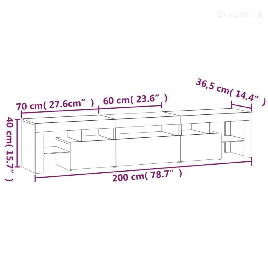 TV spintelė su LED apšvietimu vidaxl(3152813) - nuotraukos Nr. 4