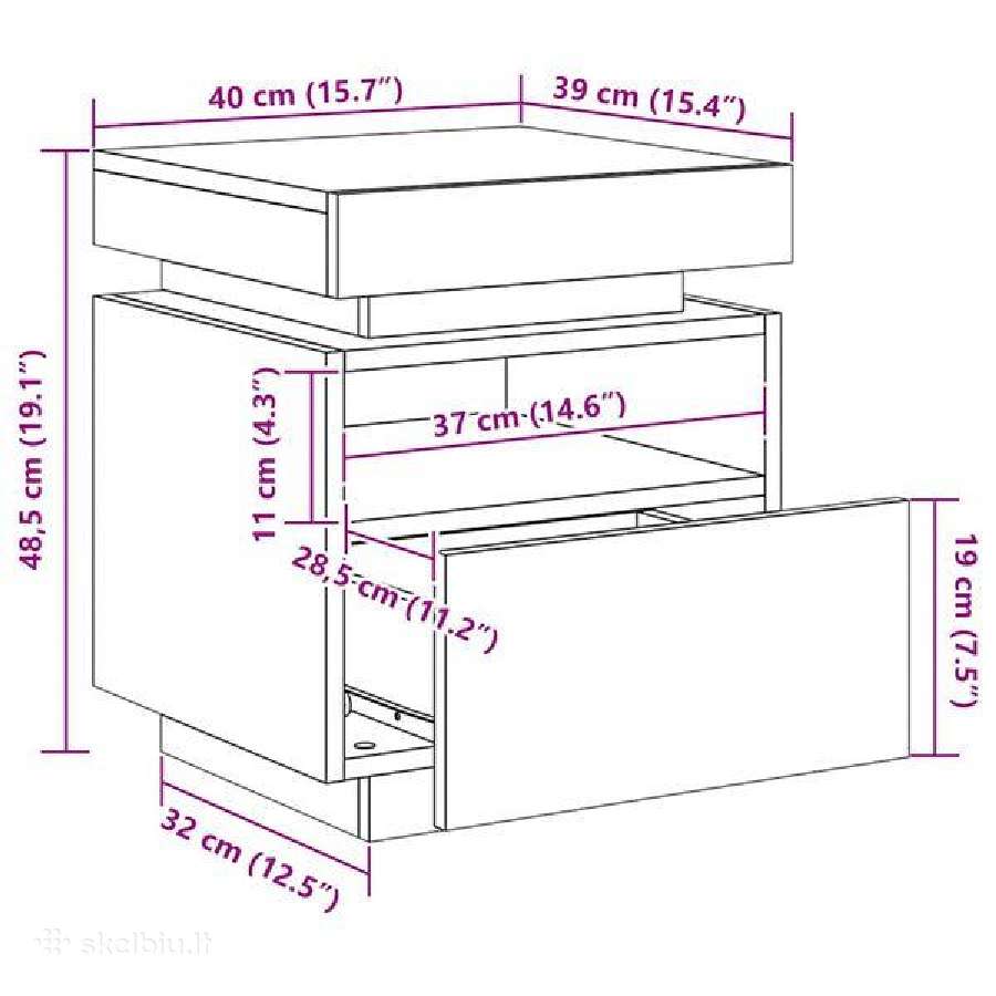 Naktinės spintelės su LED, 2vnt. vidaxl(836789) - nuotraukos Nr. 5