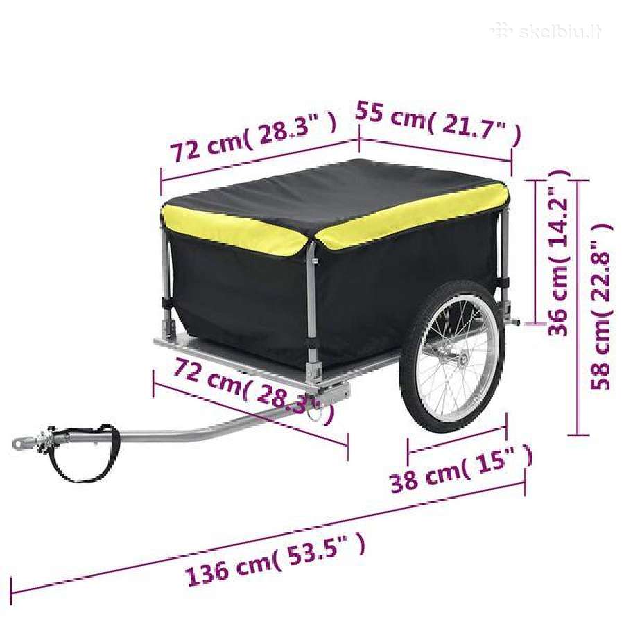 Dviračio priekaba, 65kg vidaxl(91684) - nuotraukos Nr. 6