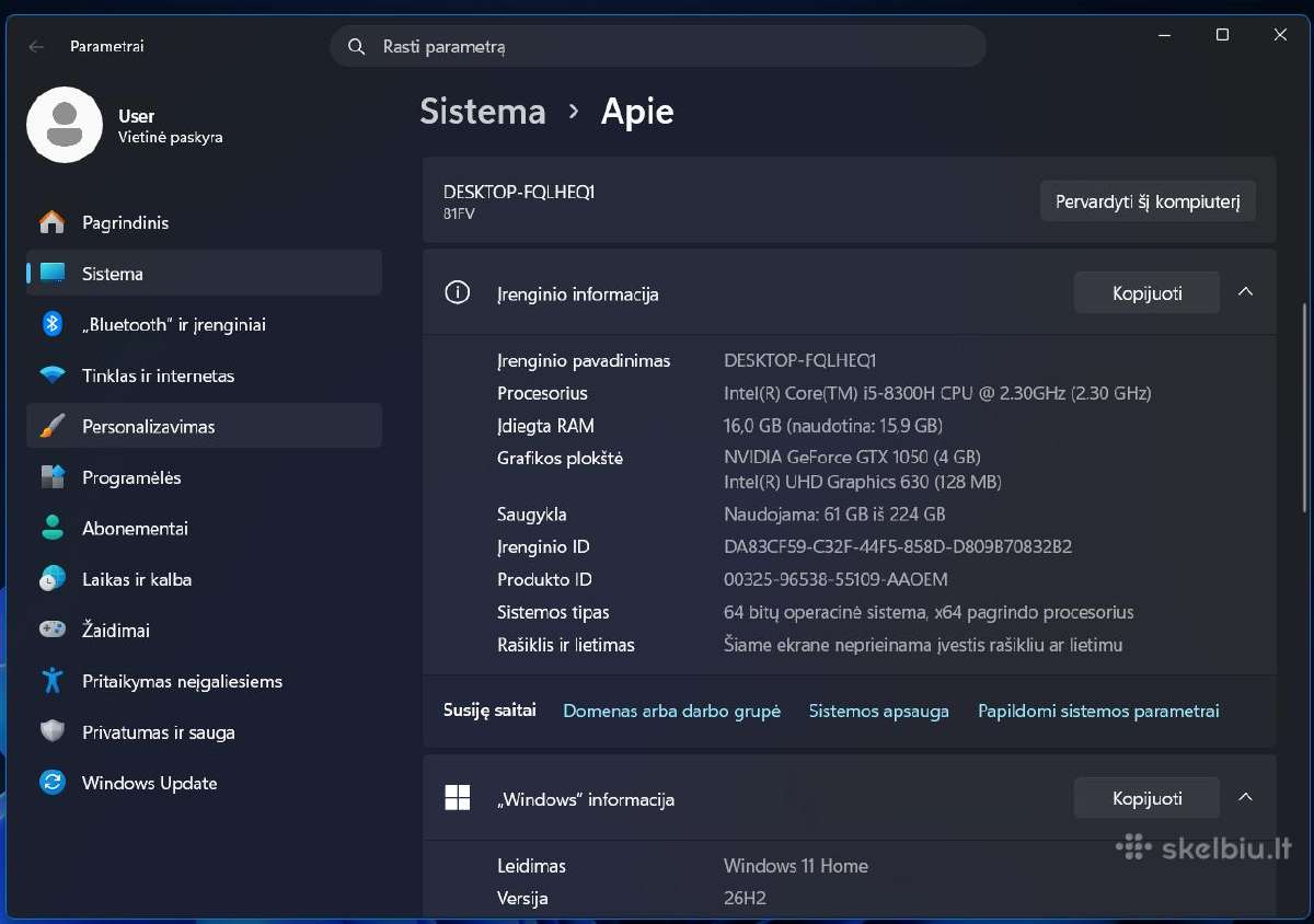 Lenovo Legion su i5 / 16 GB / SSD / Gtx - nuotraukos Nr. 4
