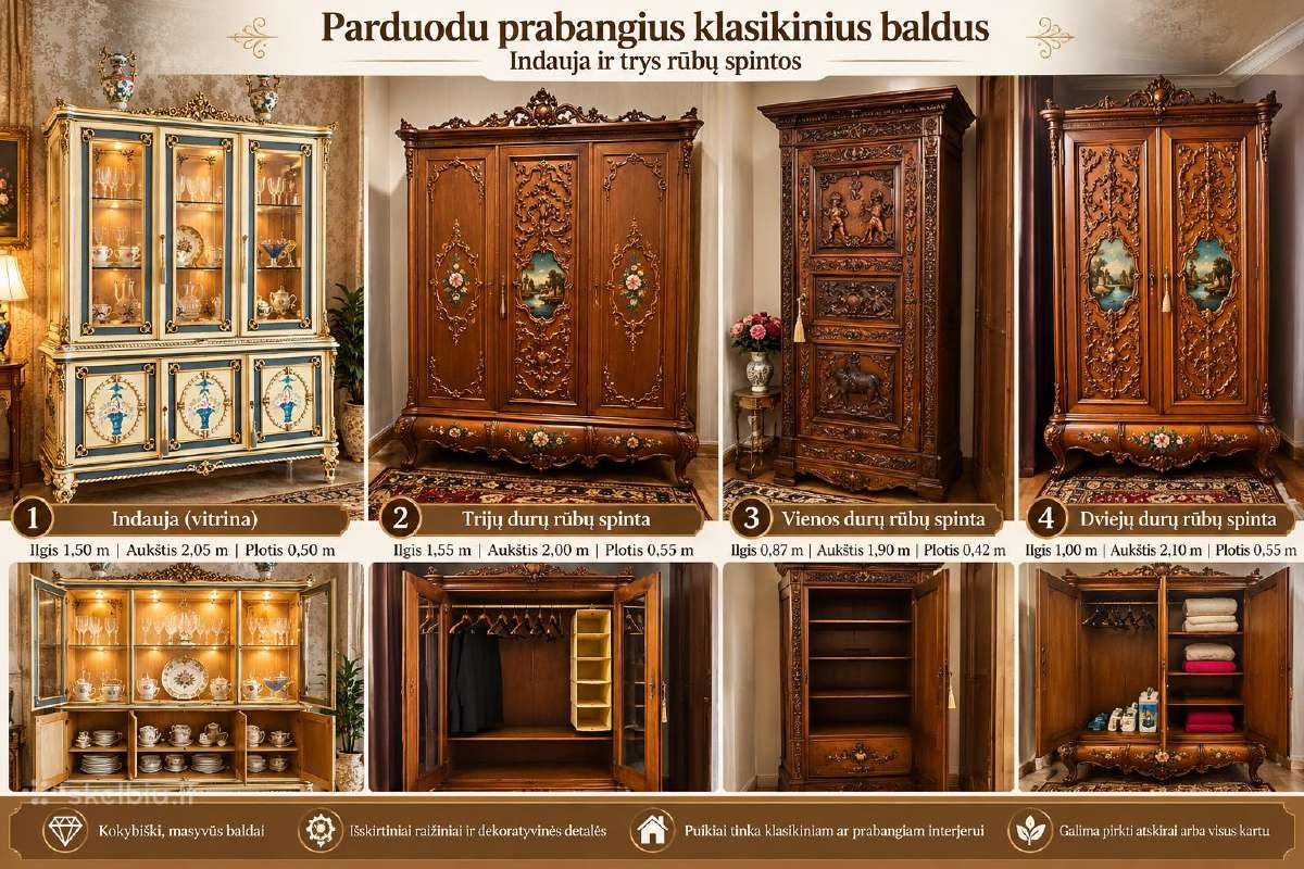 Senovines medines raižytas antikvarines spintos - nuotraukos Nr. 2