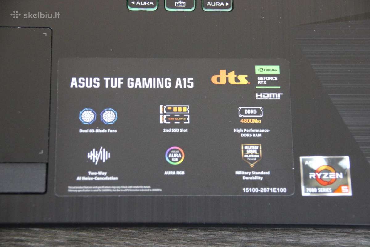 Asus Tuf Gaming 2024 m. R5 7535hs ddr5 16gb Rtx - nuotraukos Nr. 3