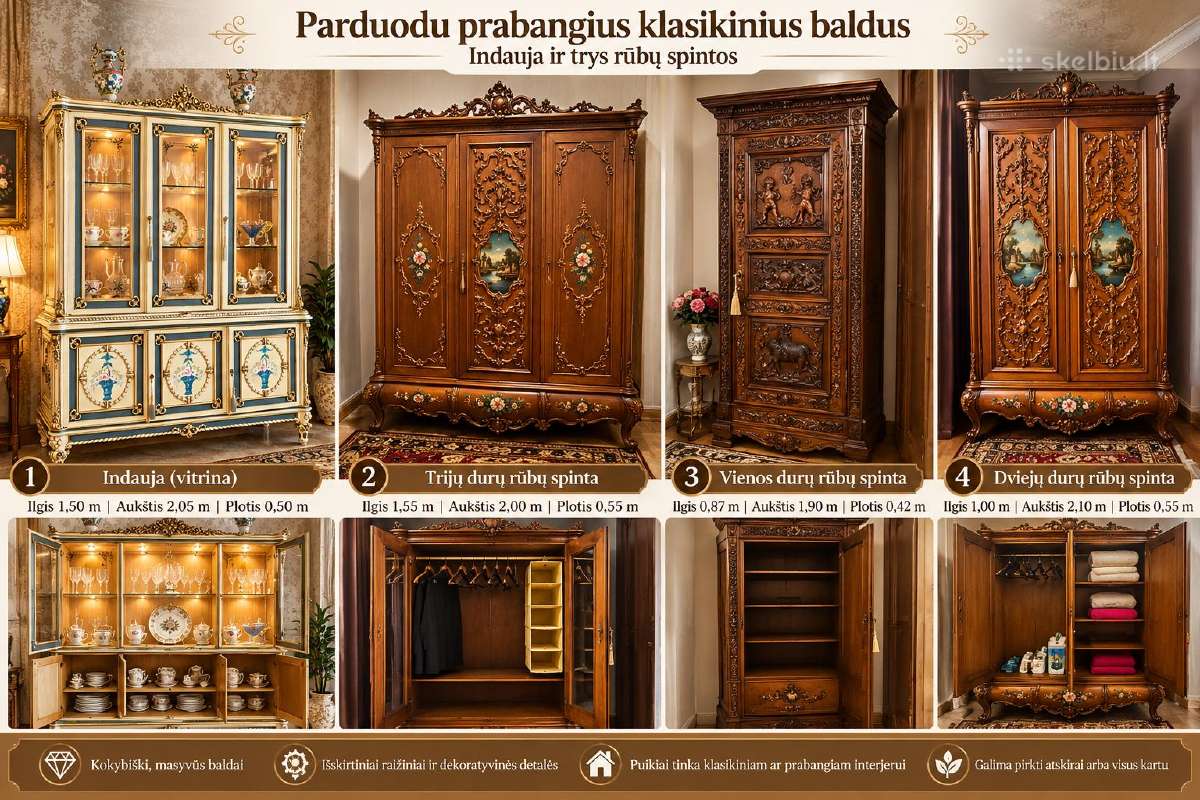Senovines medines raižytas antikvarines spintos - nuotraukos Nr. 3