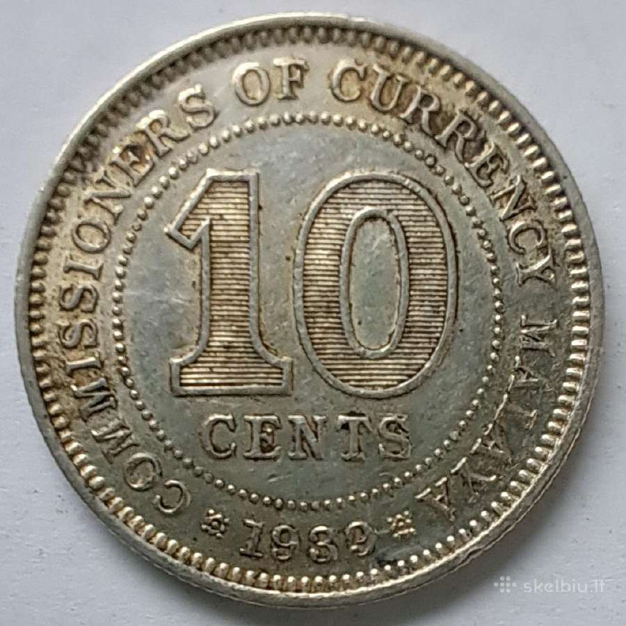 1939 Britų Malaja 10 centų - nuotraukos Nr. 2