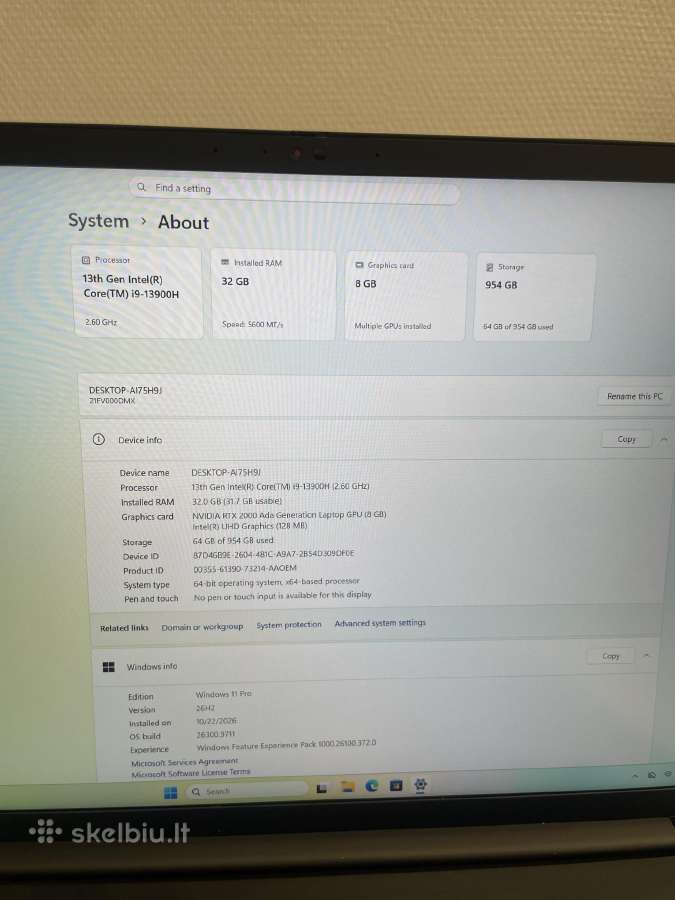 Lenovo Thinkpad P1 Gen6 i9-13900h 1tb SSD 32gb RAM - nuotraukos Nr. 7