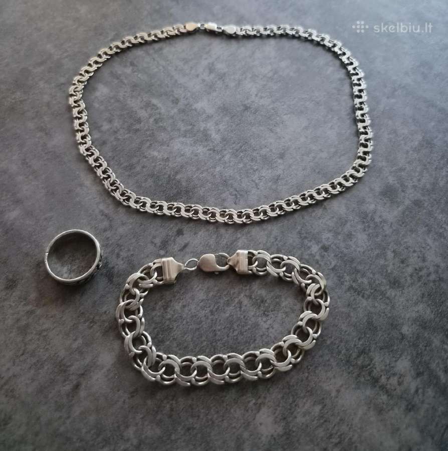 Vyriška sidabrinė grandinėlė, apyrankė ir žiedas - nuotraukos Nr. 3