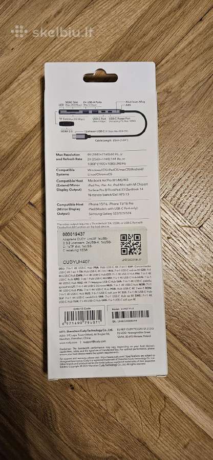 Adapteris Cudy Uh407 4k Usb-c į 2xusb-a ir Usb-c - nuotraukos Nr. 4