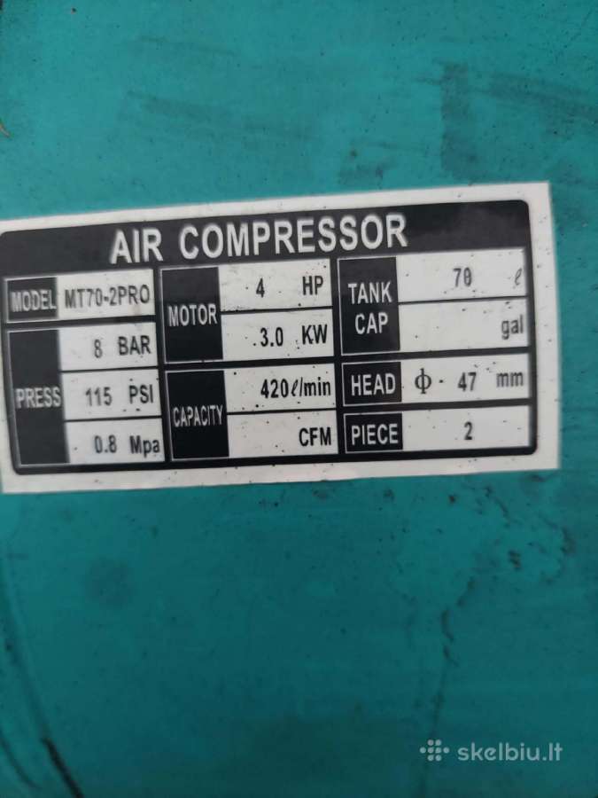 Oro kompresorius Gtm Mt70-2pro, 3kw - nuotraukos Nr. 2