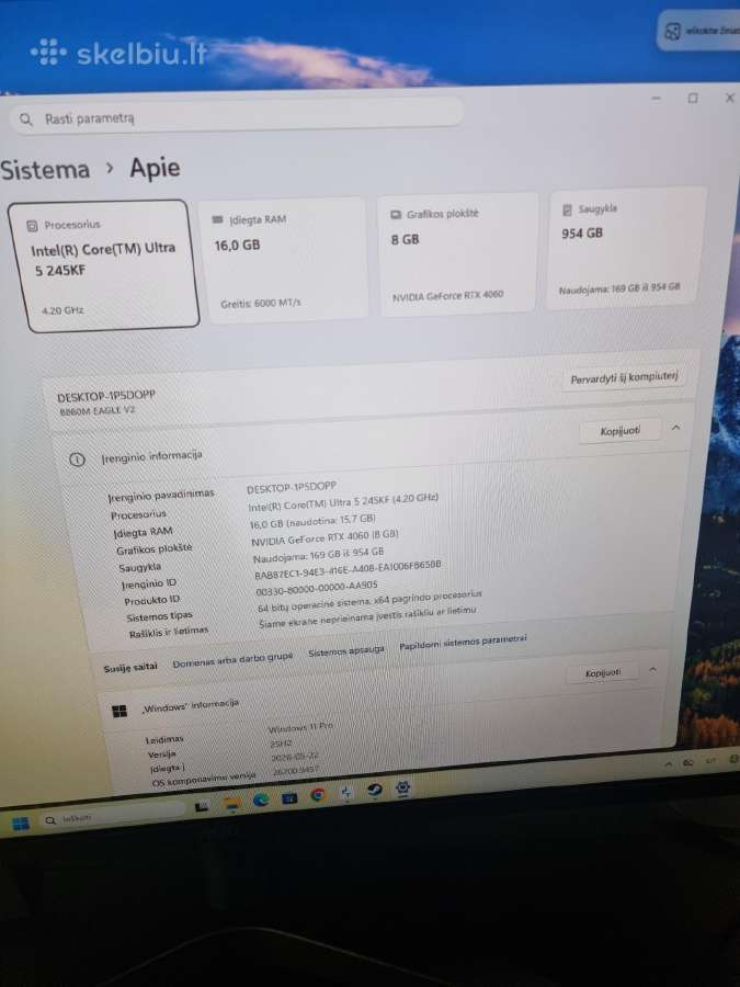 Gaming Pc Ultra5 245k Rtx4060 + 144hz - nuotraukos Nr. 10