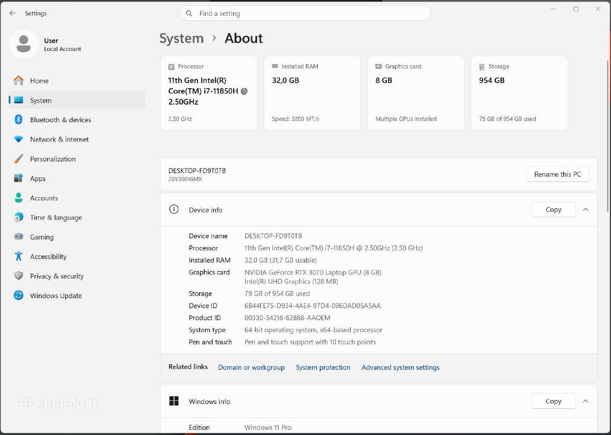 Lenovo su i7 / 32 GB / 1 TB / Rtx3070 / 4k Touch - nuotraukos Nr. 4
