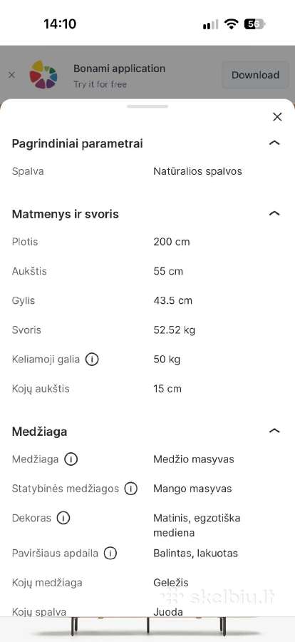 TV spintelė Kave Home Licia, 200 cm - nuotraukos Nr. 4