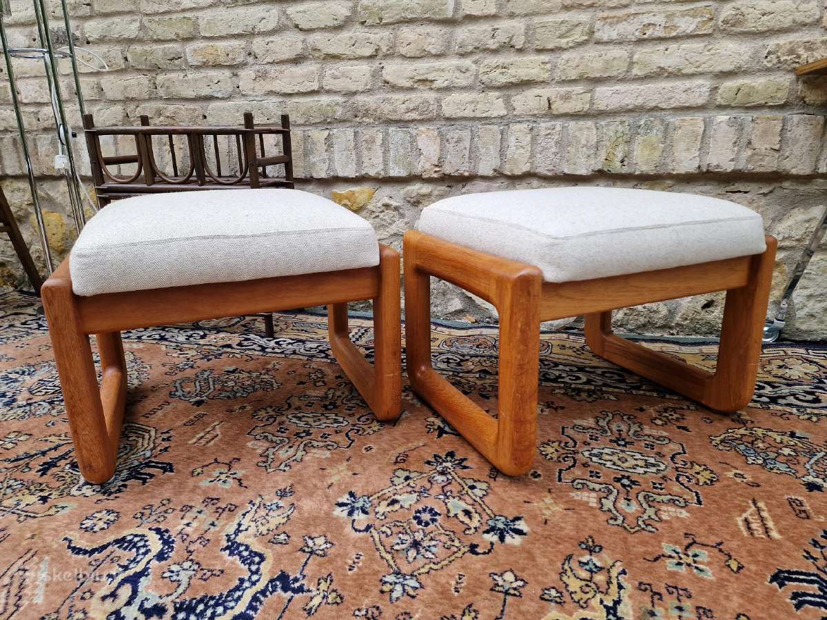 Vintažiniao mid century tikmedžio pufai - nuotraukos Nr. 8
