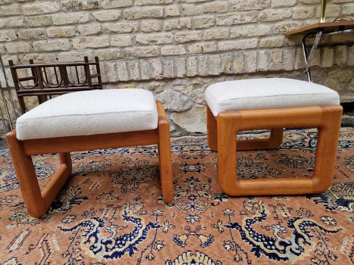 Vintažiniao mid century tikmedžio pufai - nuotraukos Nr. 10