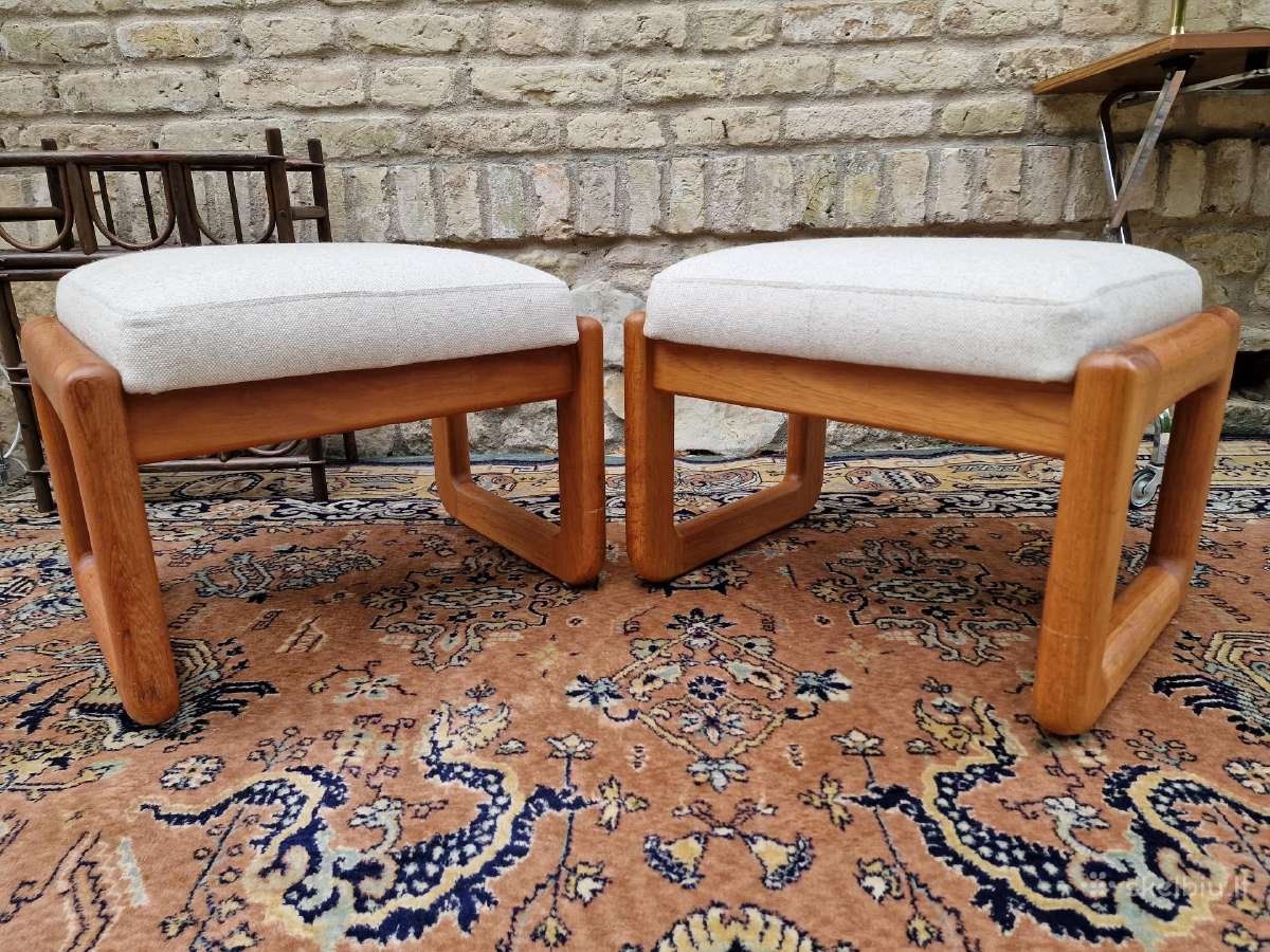 Vintažiniao mid century tikmedžio pufai - nuotraukos Nr. 11