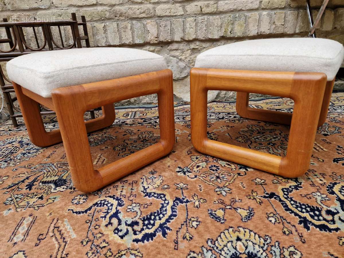 Vintažiniao mid century tikmedžio pufai - nuotraukos Nr. 17