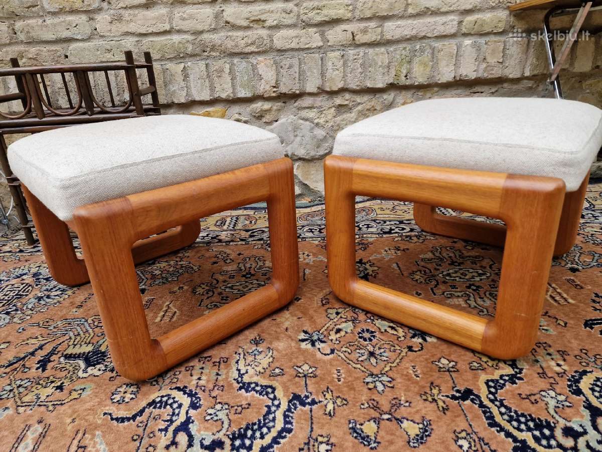 Vintažiniao mid century tikmedžio pufai - nuotraukos Nr. 19