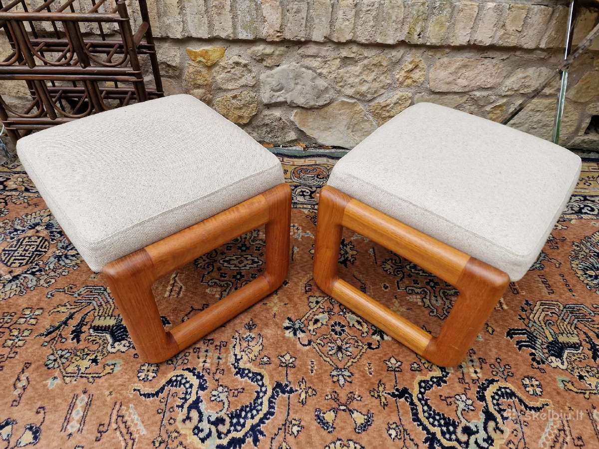 Vintažiniao mid century tikmedžio pufai - nuotraukos Nr. 21