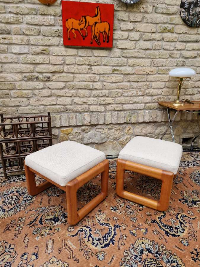 Vintažiniao mid century tikmedžio pufai - nuotraukos Nr. 22
