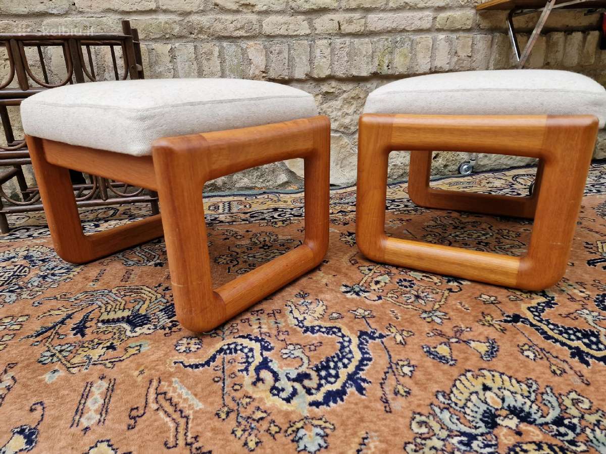 Vintažiniao mid century tikmedžio pufai - nuotraukos Nr. 23