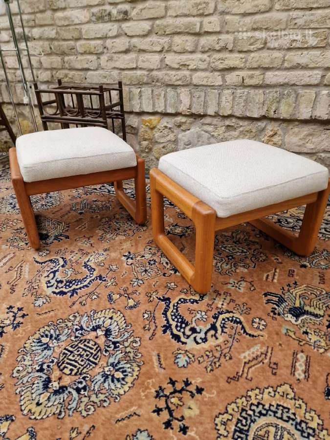 Vintažiniao mid century tikmedžio pufai - nuotraukos Nr. 24