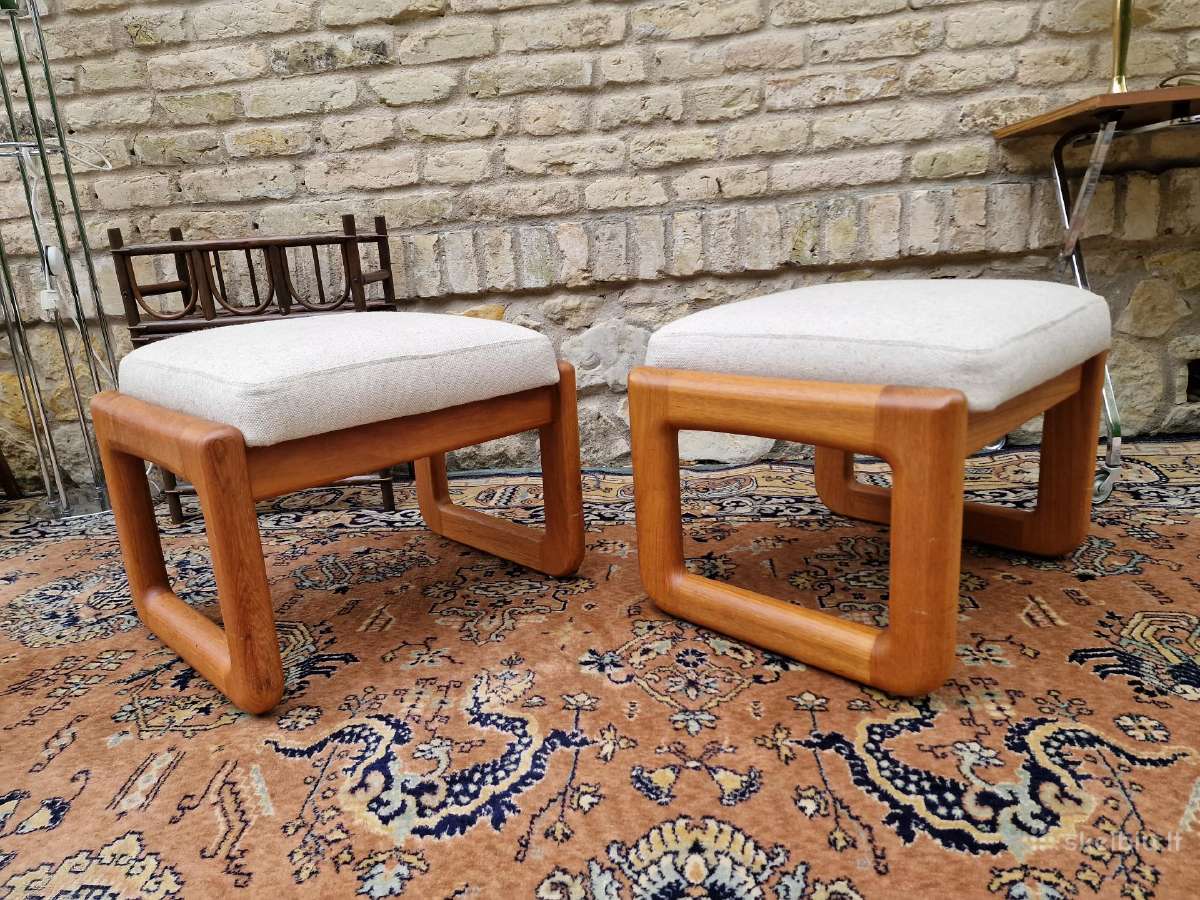 Vintažiniao mid century tikmedžio pufai - nuotraukos Nr. 25