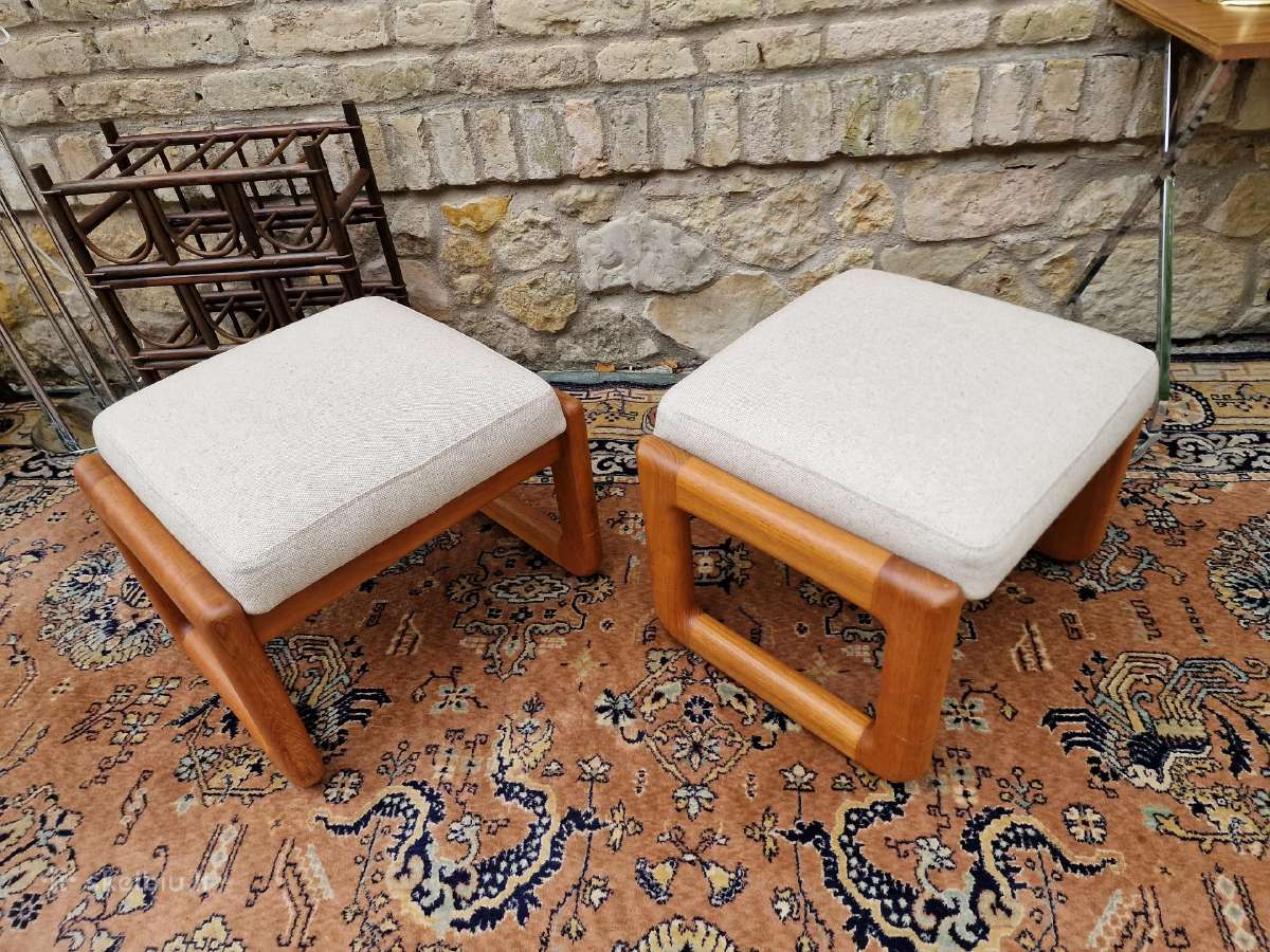 Vintažiniao mid century tikmedžio pufai - nuotraukos Nr. 26