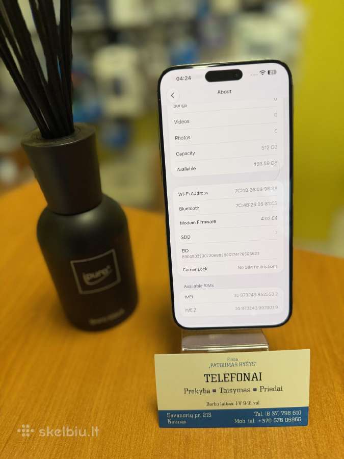 iPhone 15promax 512gb Nautural Titan Su Garantija - nuotraukos Nr. 4