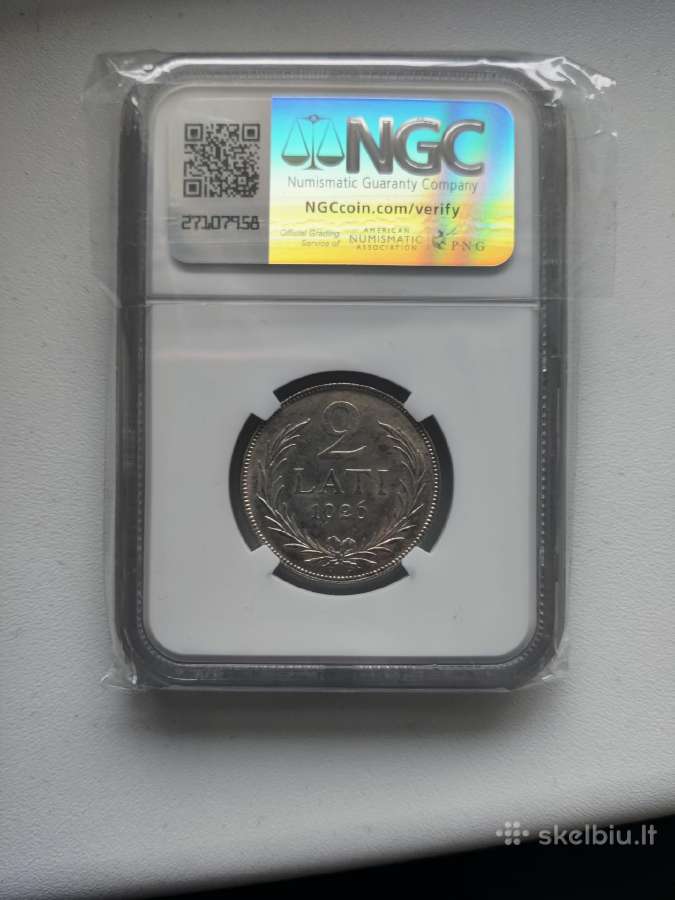 2 Latai 1926m. Ngc Ms63 - nuotraukos Nr. 2
