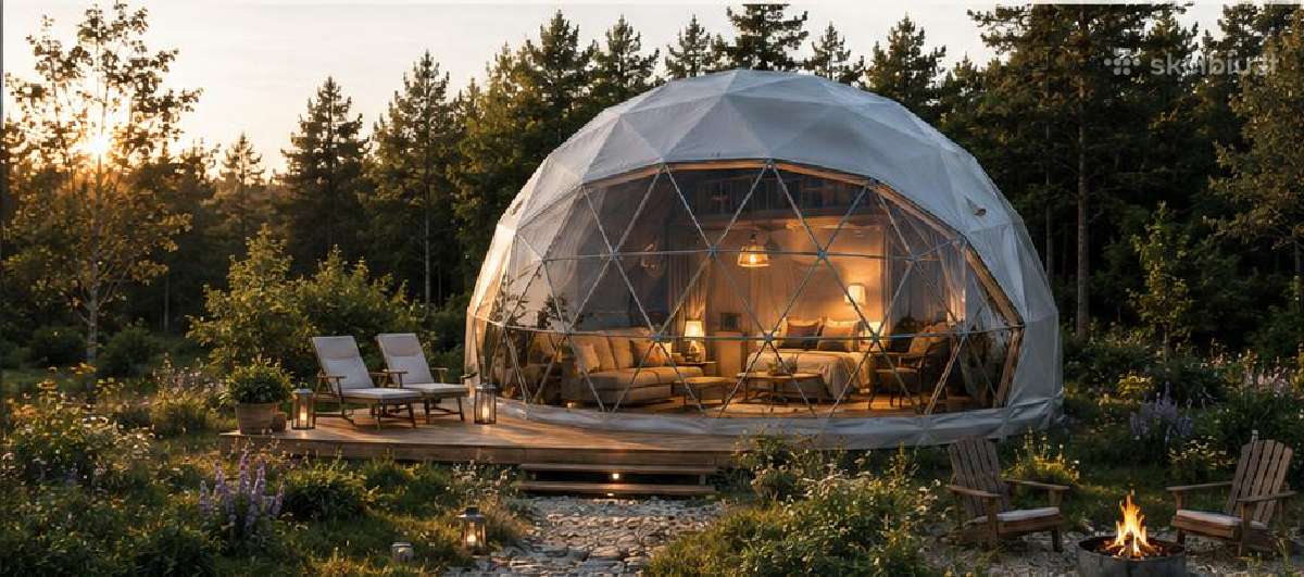 50m2 +Loftas Glamping Namelis, Visų sezonų kupolas - nuotraukos Nr. 13