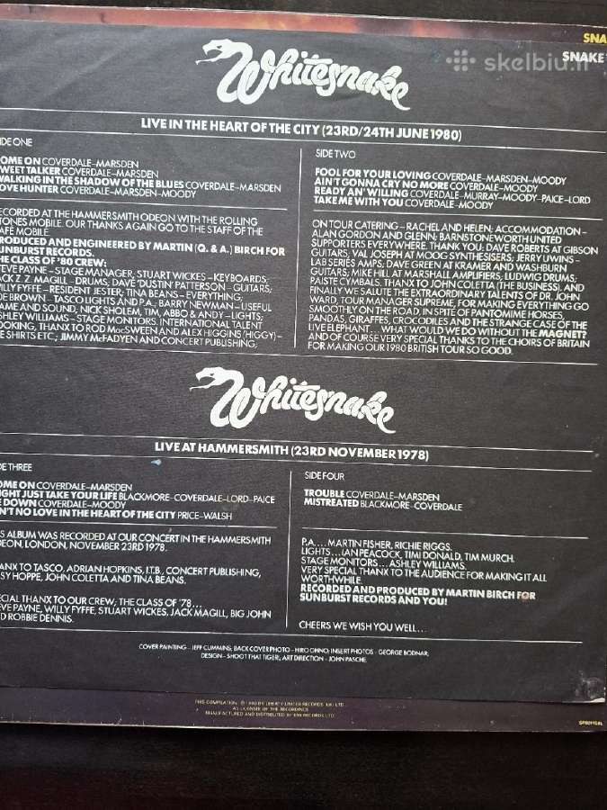 Whitesnake 1980 "Live In The Heart Of The City"2lp - nuotraukos Nr. 3