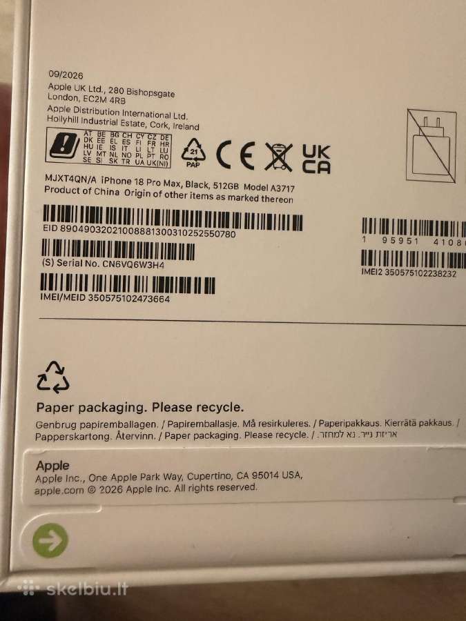 Naujas iPhone 18 pro max 512gb Black - nuotraukos Nr. 2