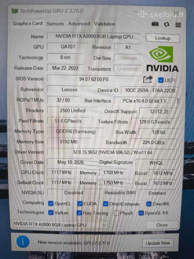P16 240hz i7-12850hx 32gb 512gb A2000 8gb 7% - nuotraukos Nr. 7