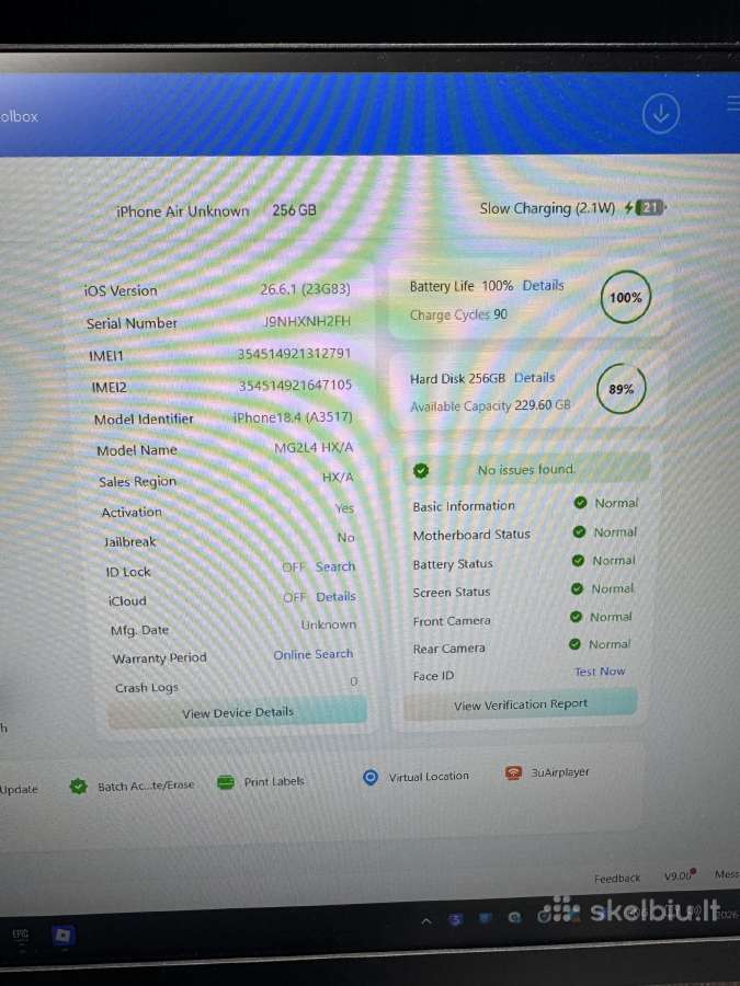 iPhone air 99% 256gb be iCloud - nuotraukos Nr. 2